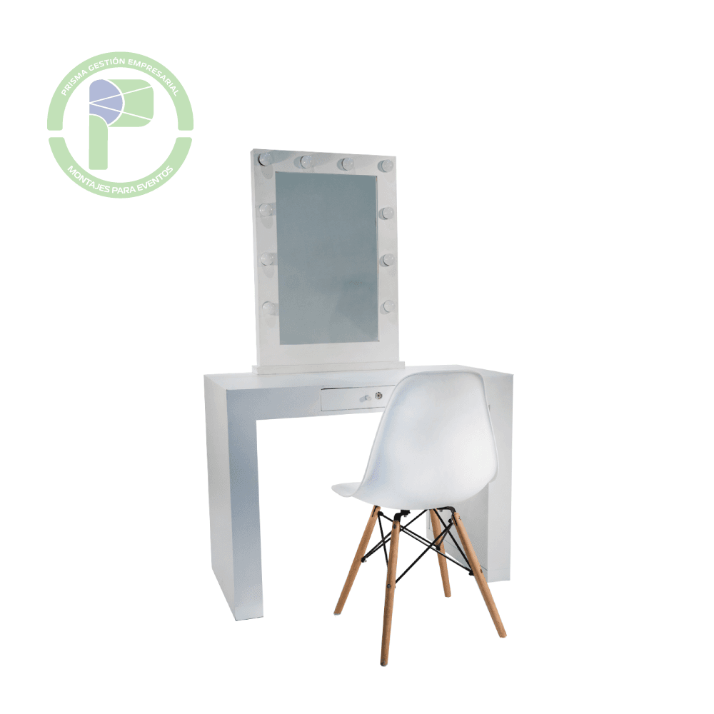 Espejo camerino con mesa y silla