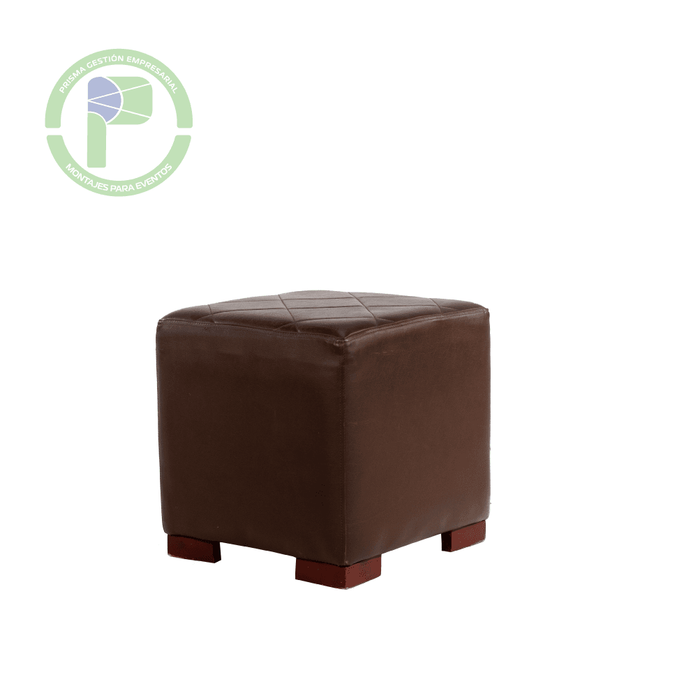 Puff cuadrado cafe cuero