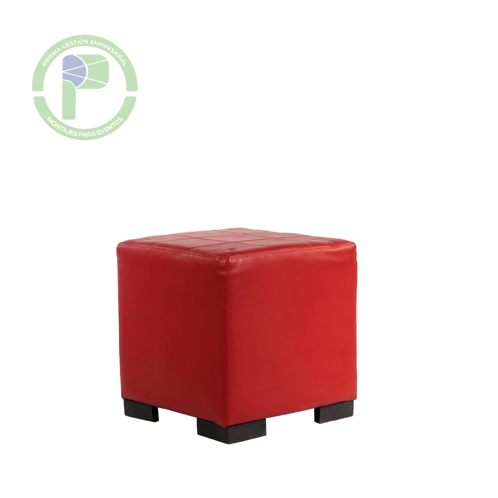 Puff cuadrado rojo cuero