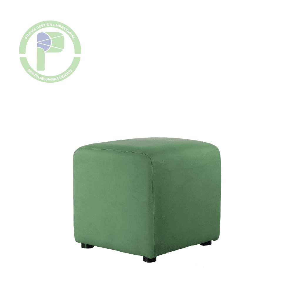 Puff cuadrado verde cuero