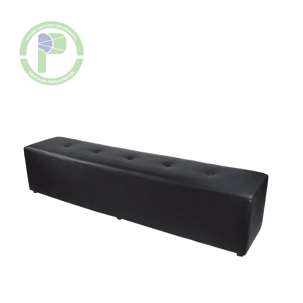 Puff rectangular negro cuero