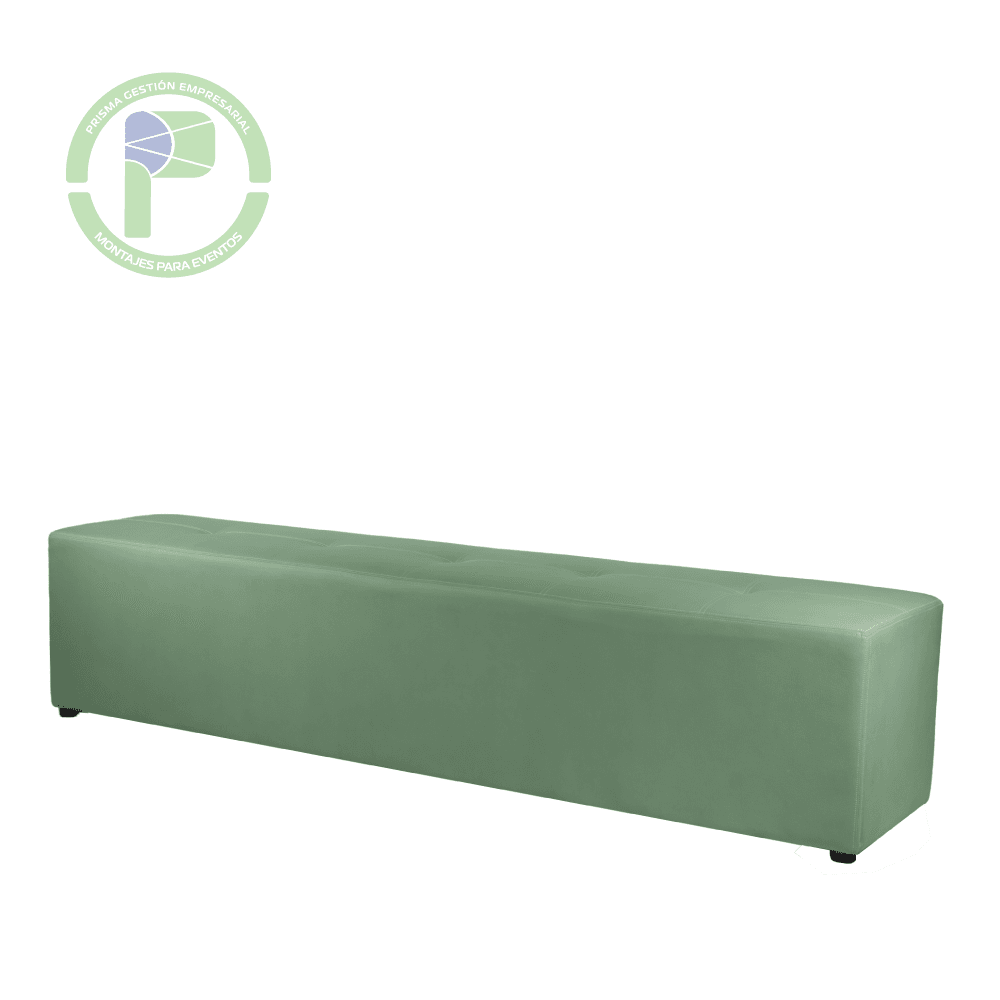 Puff rectangular verde cuero