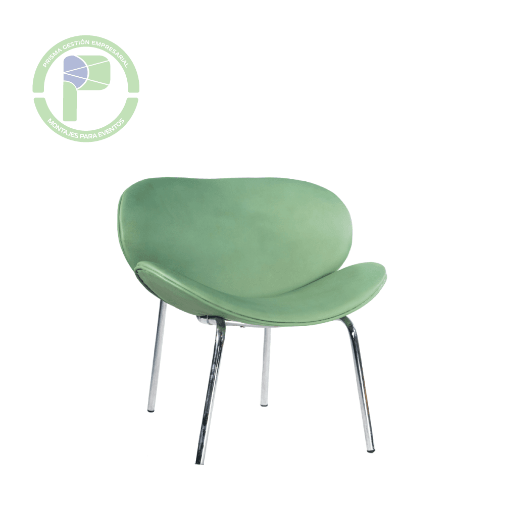 Silla Prana cóncava cuerina verde