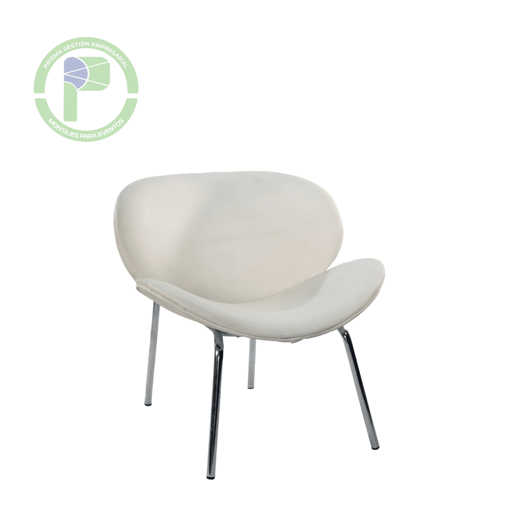 Silla Prana cóncava cuerina blanca